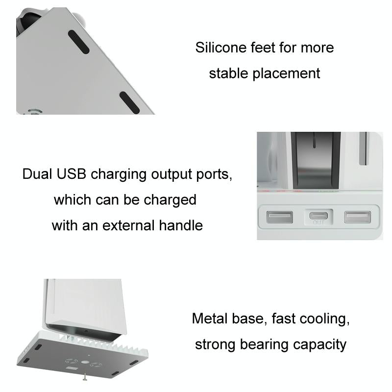 Ps5 Cooling Handle With Charging Base And Disc Storage Rack - White