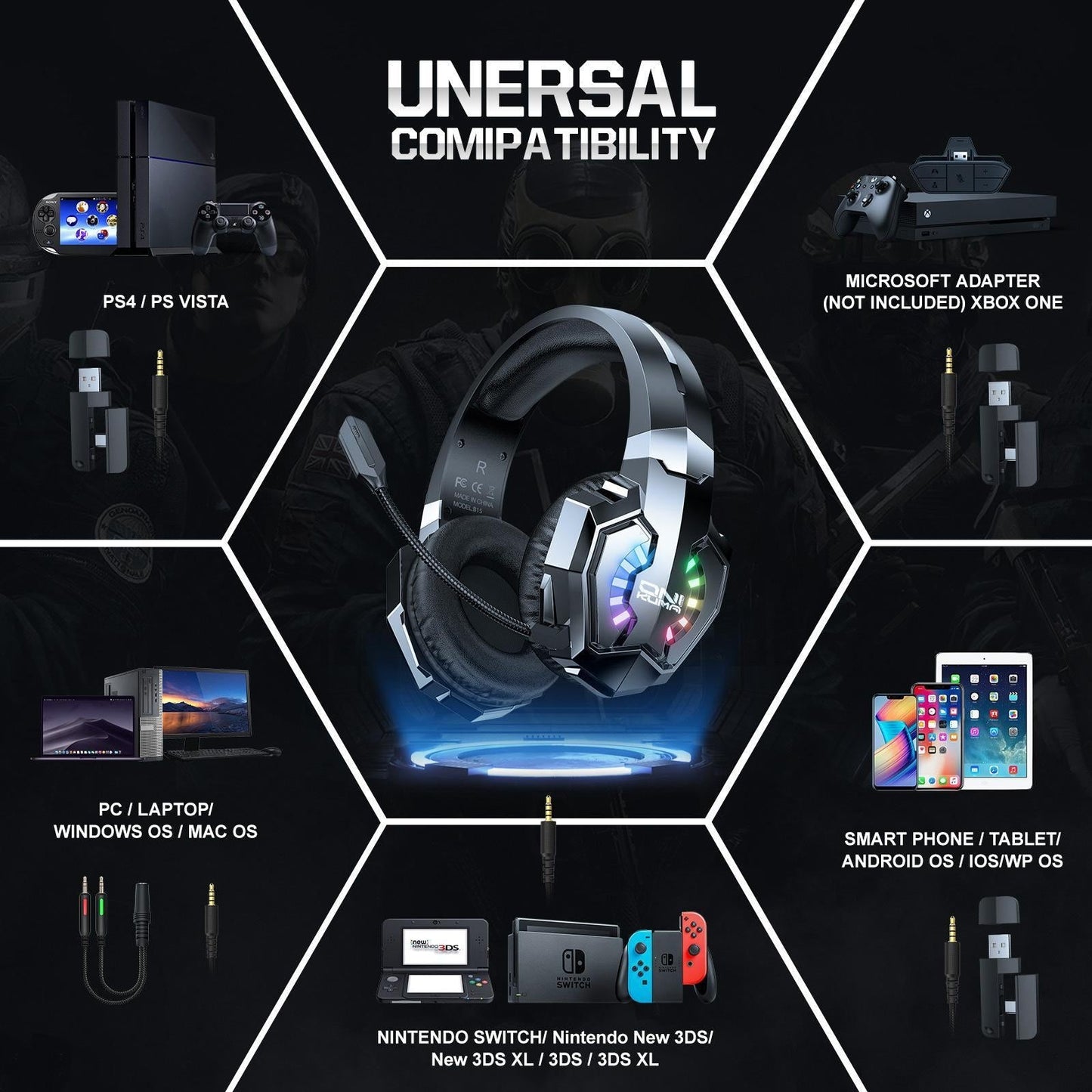 Tri-Mode Bluetooth Gaming Headset Black