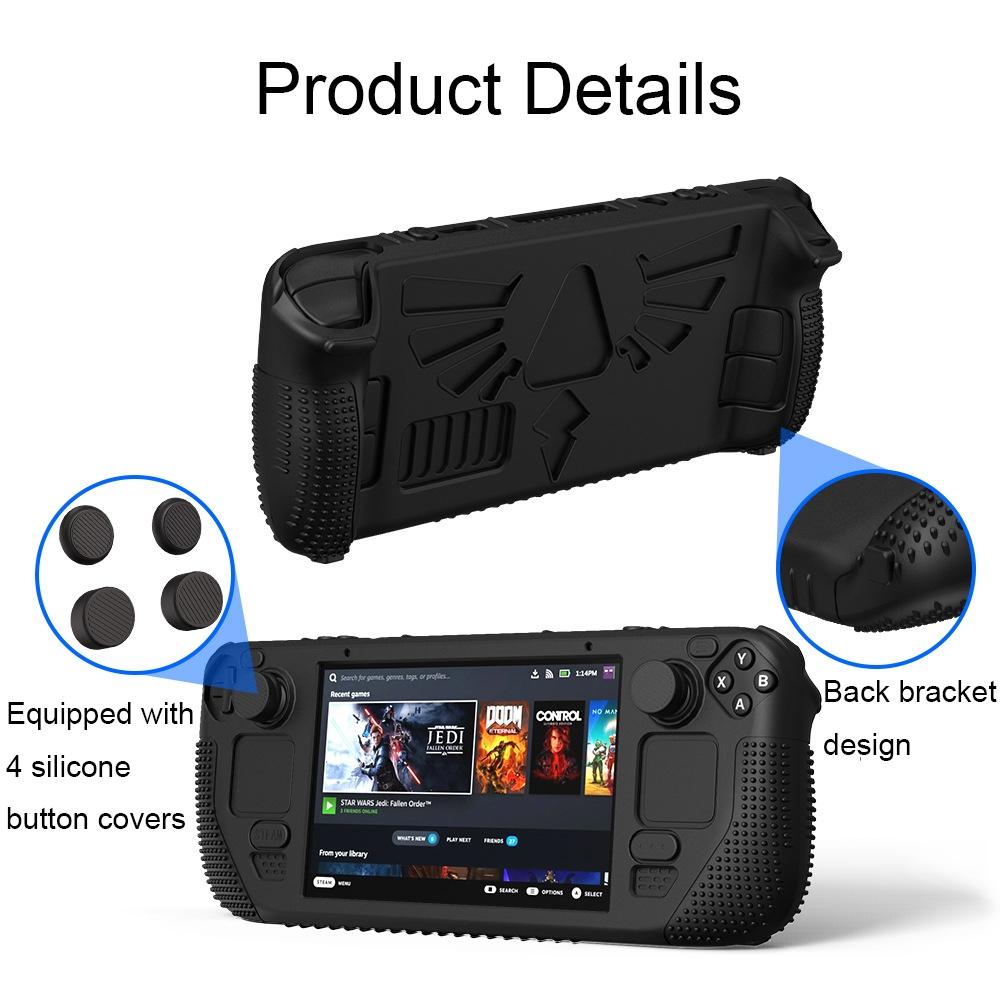 Silicone Protective Case With Holder For Steam Deck V V4 1 Pocket Consoles Black