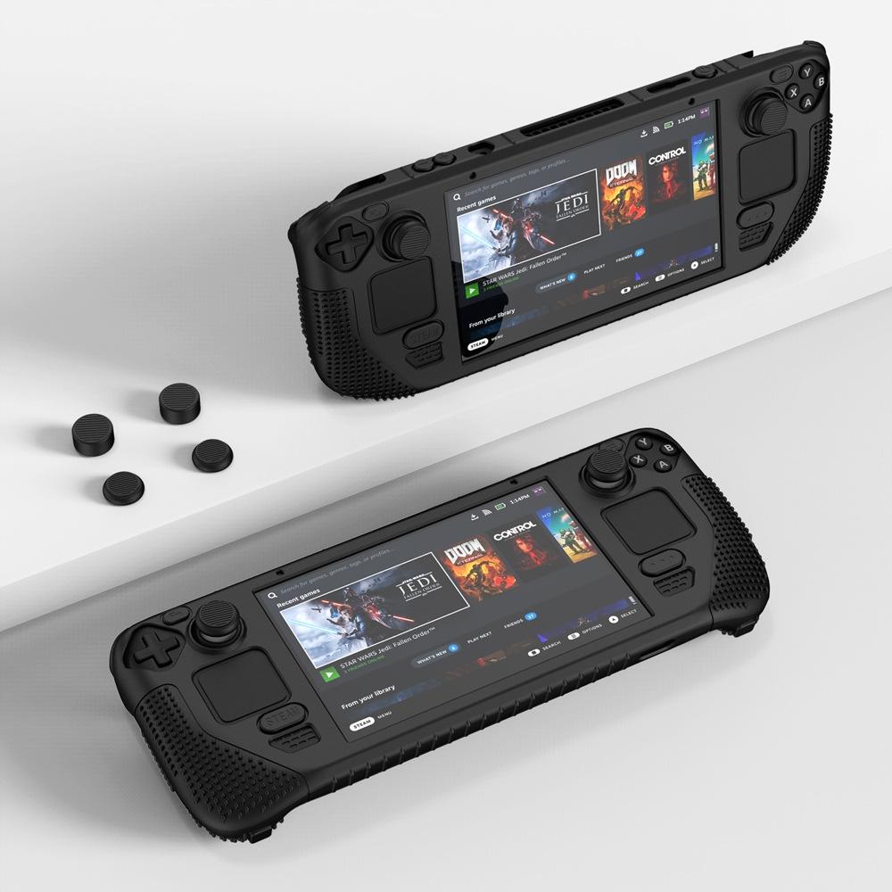 Silicone Protective Case With Holder For Steam Deck V V4 1 Pocket Consoles Black