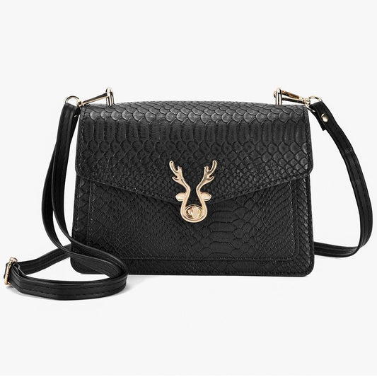 Stylish Crocodile Leather Crossbody Phone Bag Black