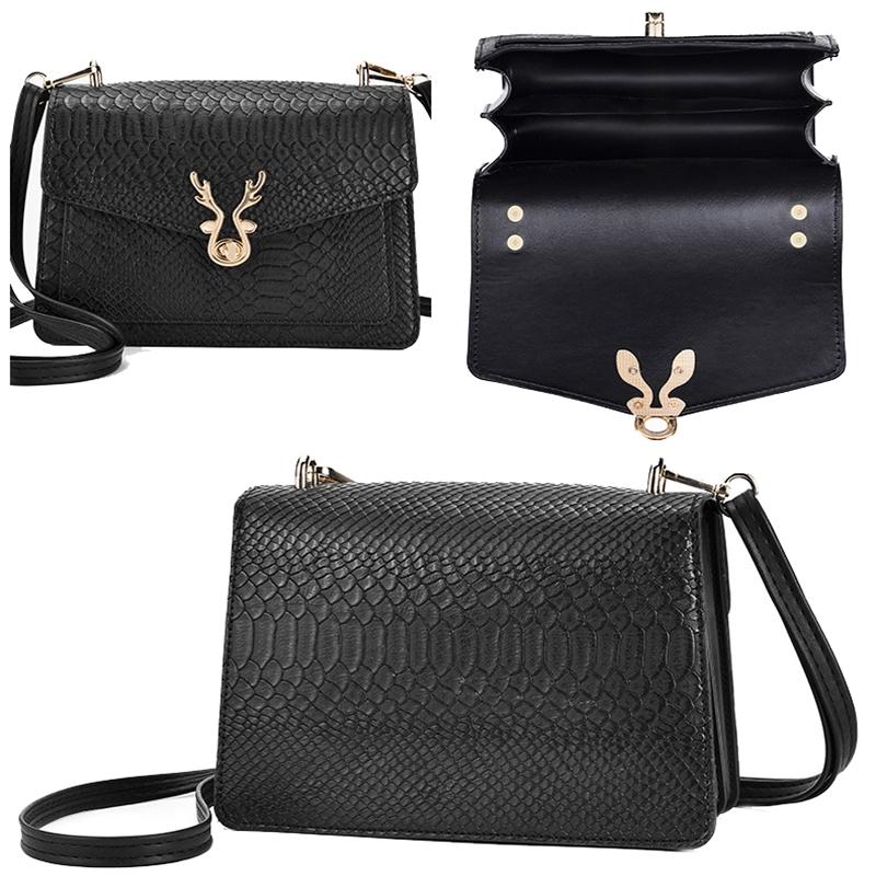 Stylish Crocodile Leather Crossbody Phone Bag Black