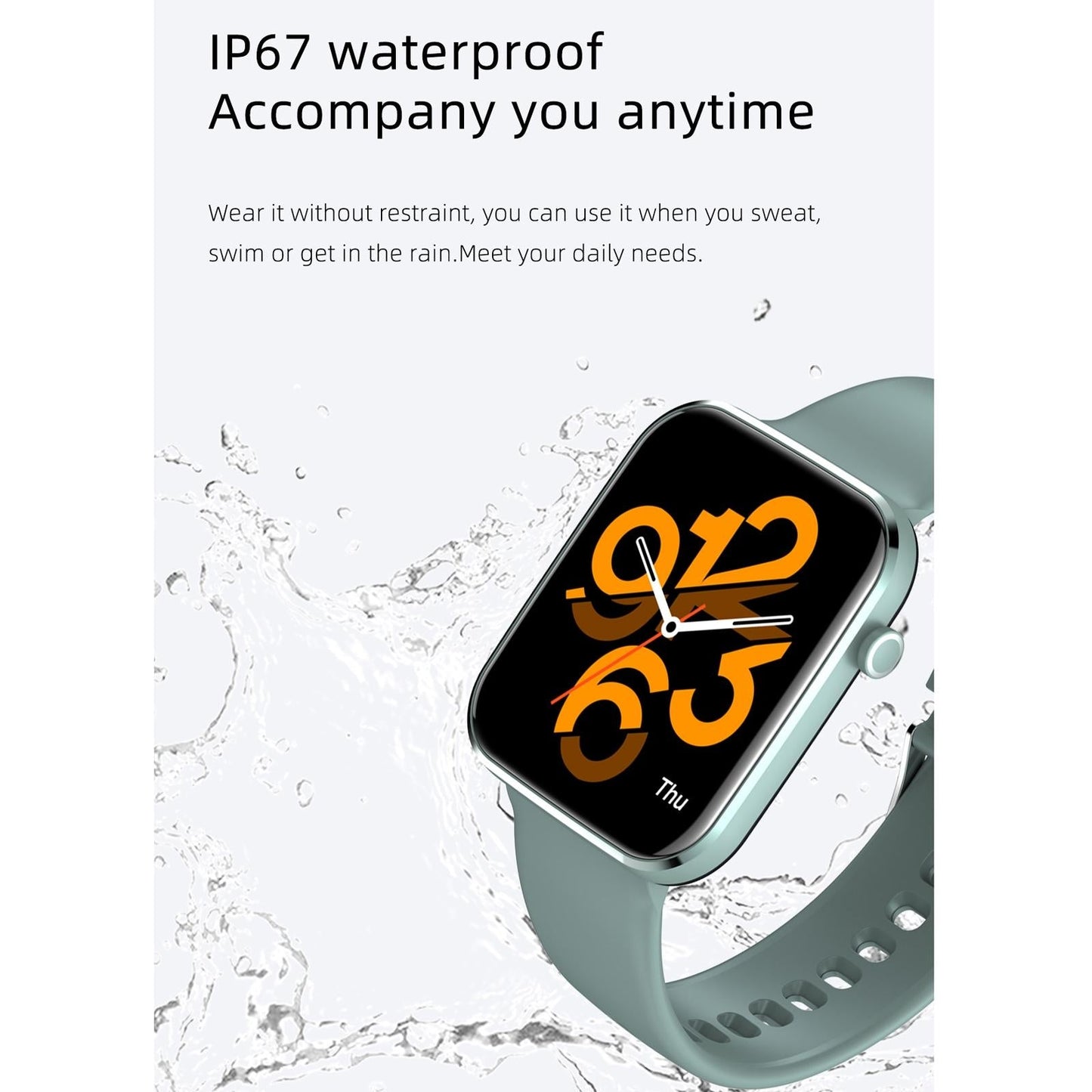 1.69 Inch Ip67 Waterproof Smart Watch With Touch Screen Health Monitoring Red