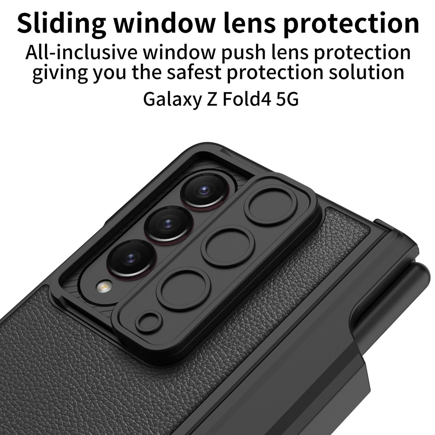 For Samsung Galaxy Z Fold4 5G Magnetic Leather Flip Case With Holder Black