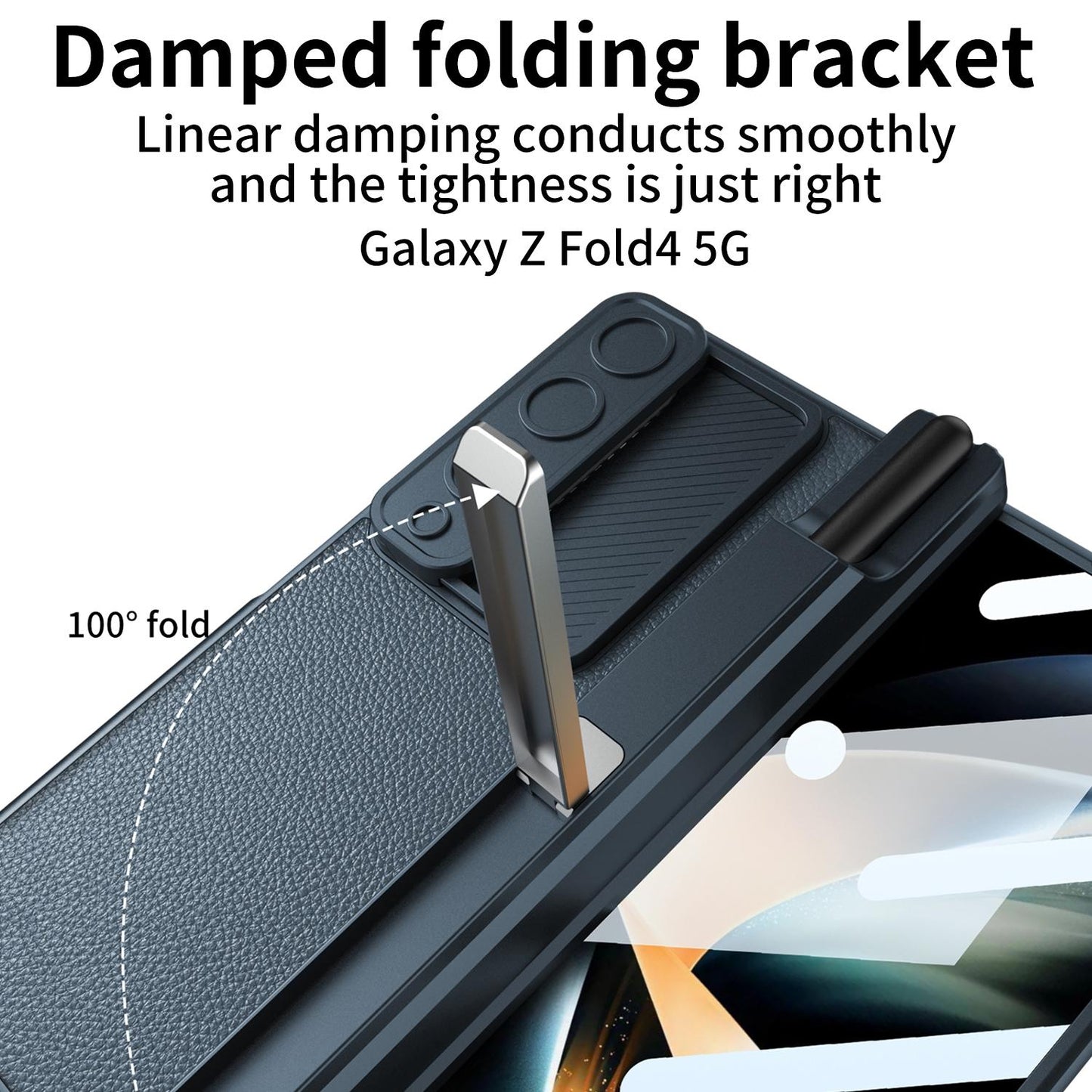 For Samsung Galaxy Z Fold4 5G Magnetic Leather Flip Case With Holder Black