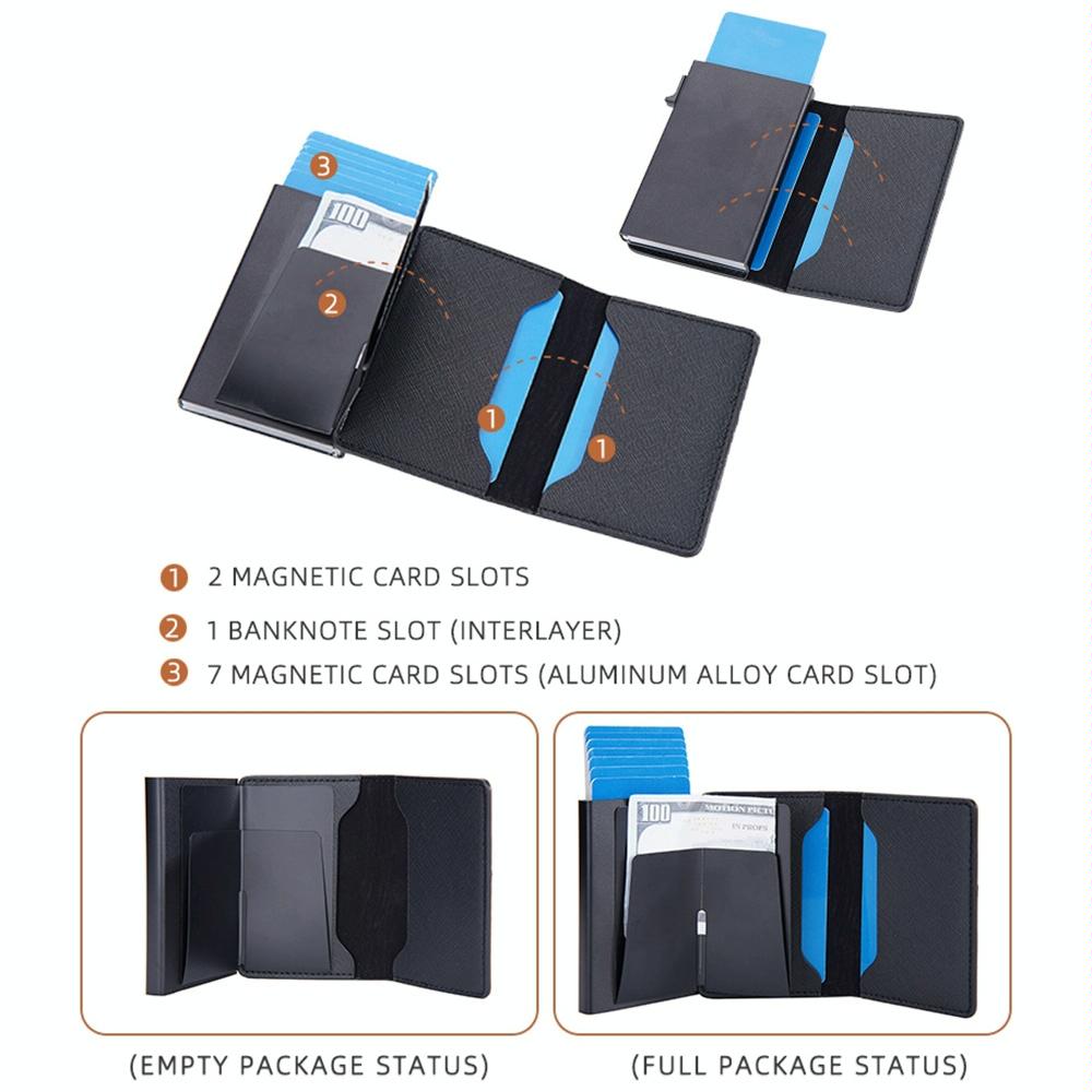 Anti Theft Rfid Leather Wallet Secure Design Black