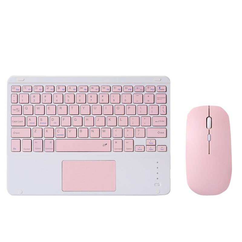 9.7 Tablet Keyboard With Bluetooth Touchpad Mouse Set For Ipad Pink