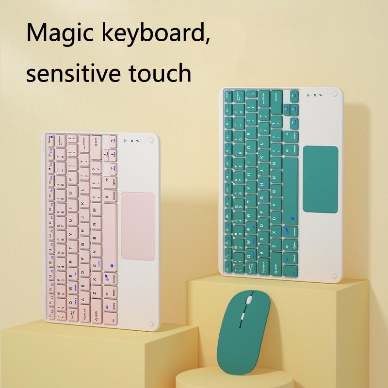 9.7 Tablet Keyboard With Bluetooth Touchpad Mouse Set For Ipad Pink