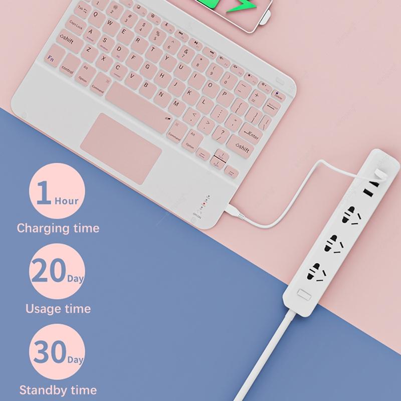 9.7 Tablet Keyboard With Bluetooth Touchpad Mouse Set For Ipad Pink