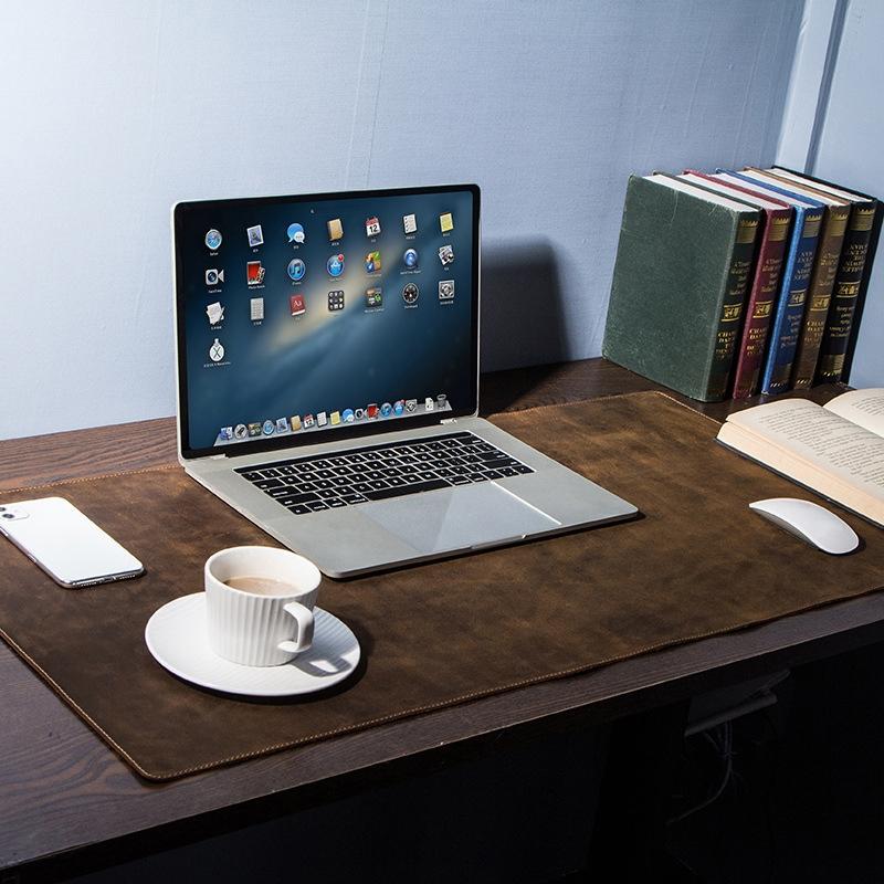 Retro Crazy Horse Leather Desk Pad Anti Slip