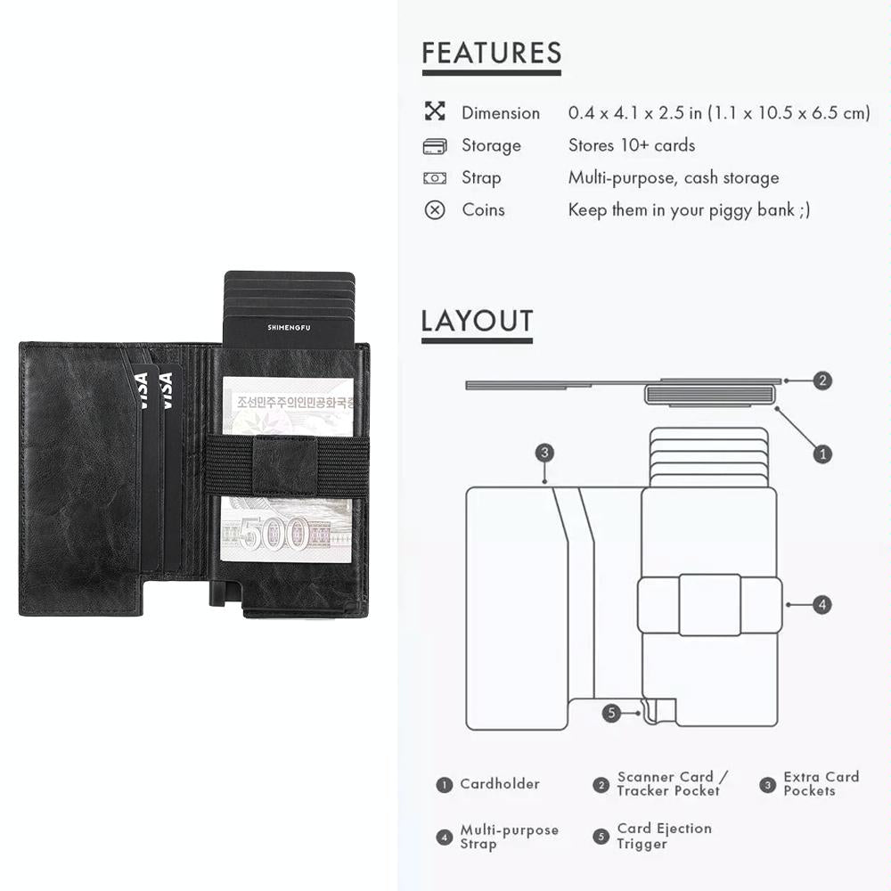 Pop Up Rfid Bifold Wallet With Card Holder Black