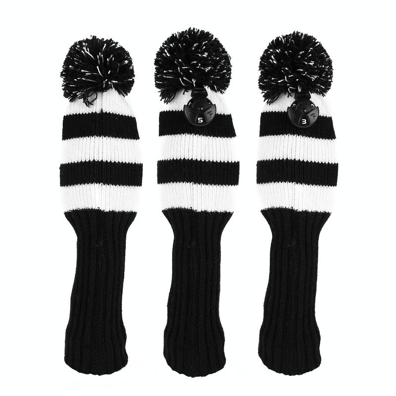 Set Of 3 Knitted Golf Club Covers Red