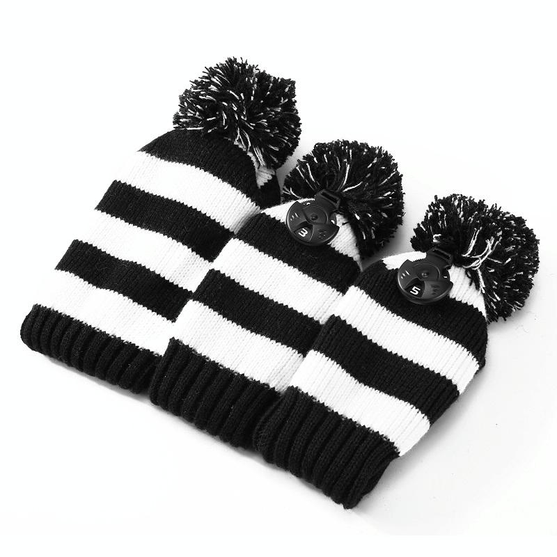 Set Of 3 Knitted Golf Club Covers Red