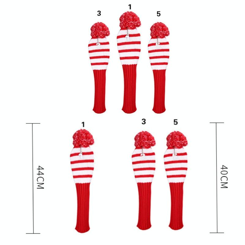 Set Of 3 Knitted Golf Club Covers Red
