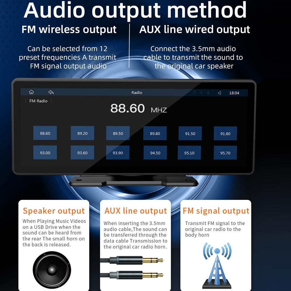 10.26 Inch Car Mp5 Player With Carplay / Android Auto Portable Black