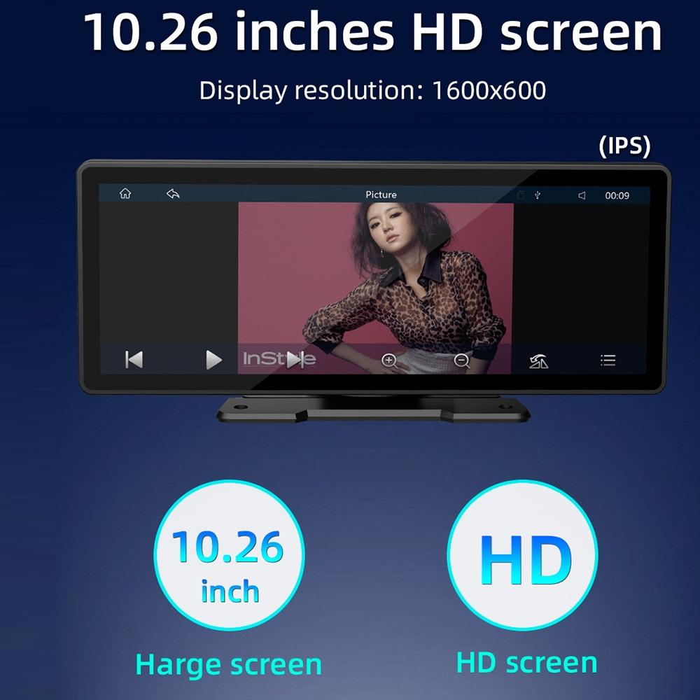 10.26 Inch Car Mp5 Player With Carplay / Android Auto Portable Black