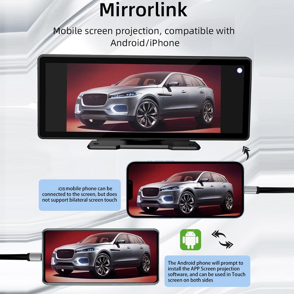 10.26 Inch Car Mp5 Player With Carplay / Android Auto Portable Black