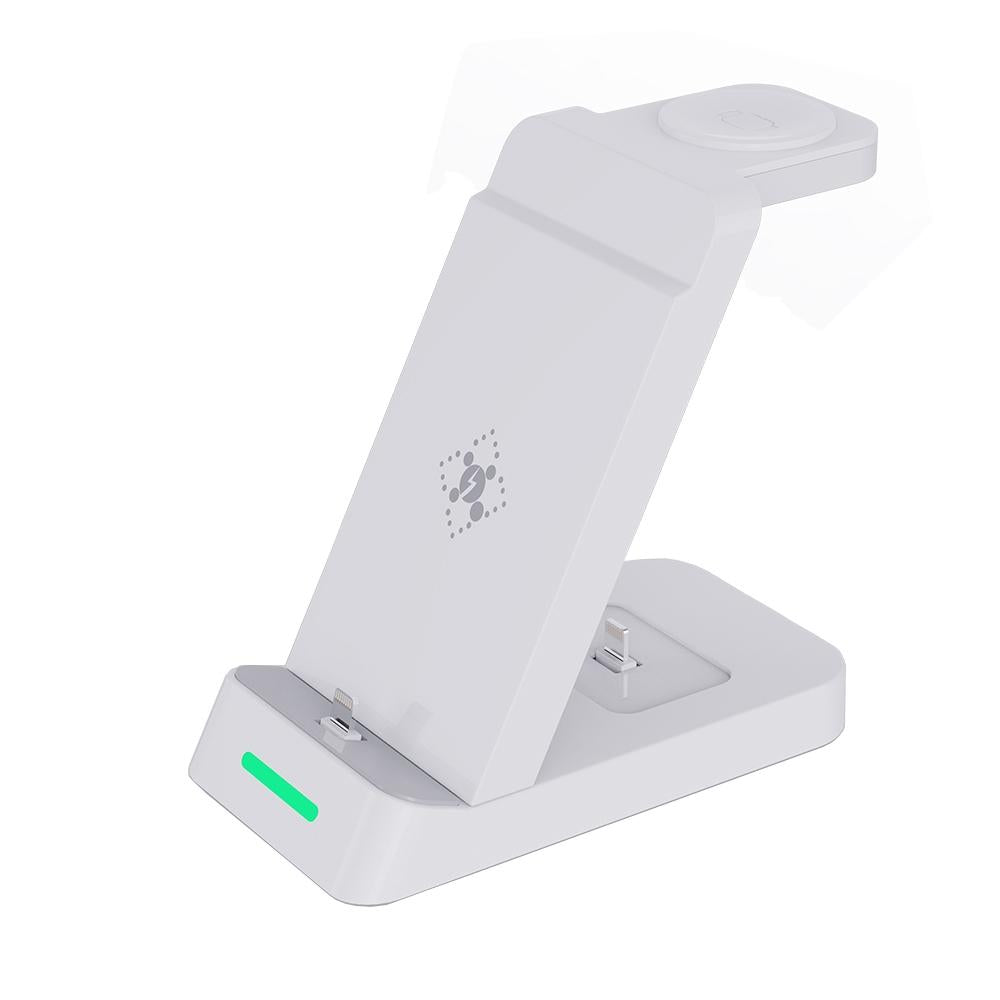 18W 3 In Wireless Charger Stand For Iphone & Apple Watch Black