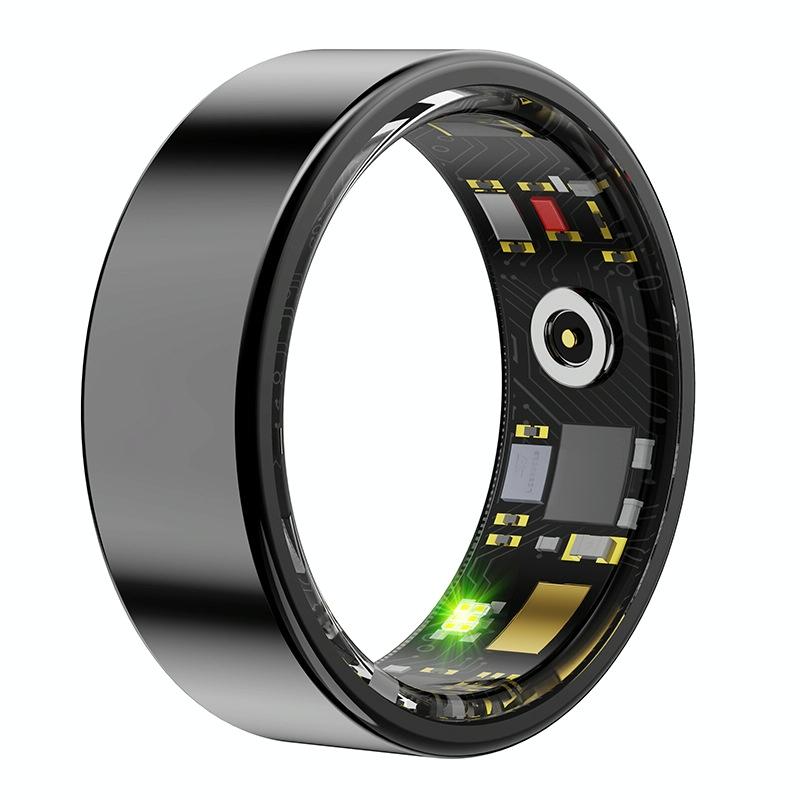 Smart Ring With Heart Rate Blood Oxygen Sleep & Sports Modes Size 8 Black