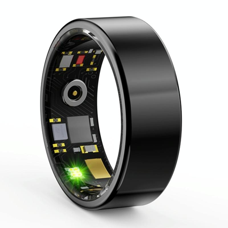 Smart Ring With Heart Rate Blood Oxygen Sleep & Sports Modes Size 8 Black