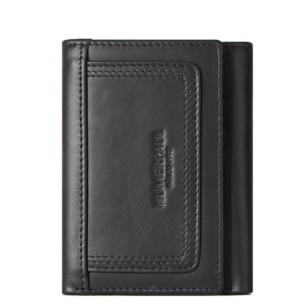 Rfid-Blocking Leather Men Wallet With Multi-Card Slots And Zipper Coin Pocket Black