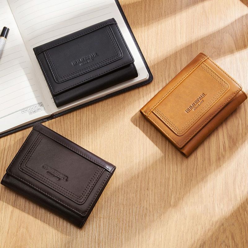 Rfid-Blocking Leather Men Wallet With Multi-Card Slots And Zipper Coin Pocket Black