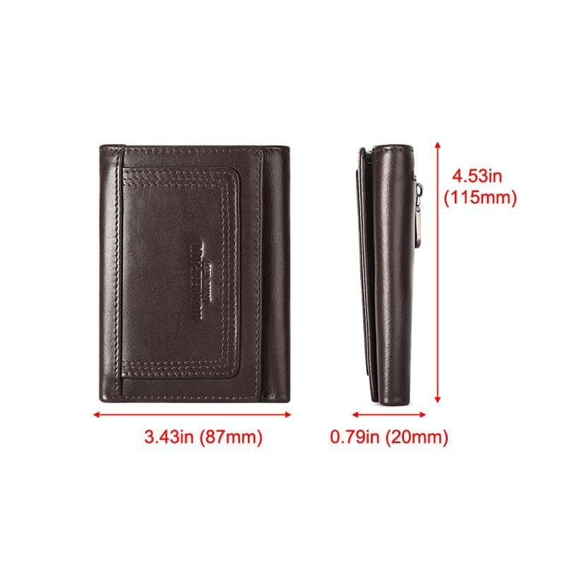 Rfid-Blocking Leather Men Wallet With Multi-Card Slots And Zipper Coin Pocket Black