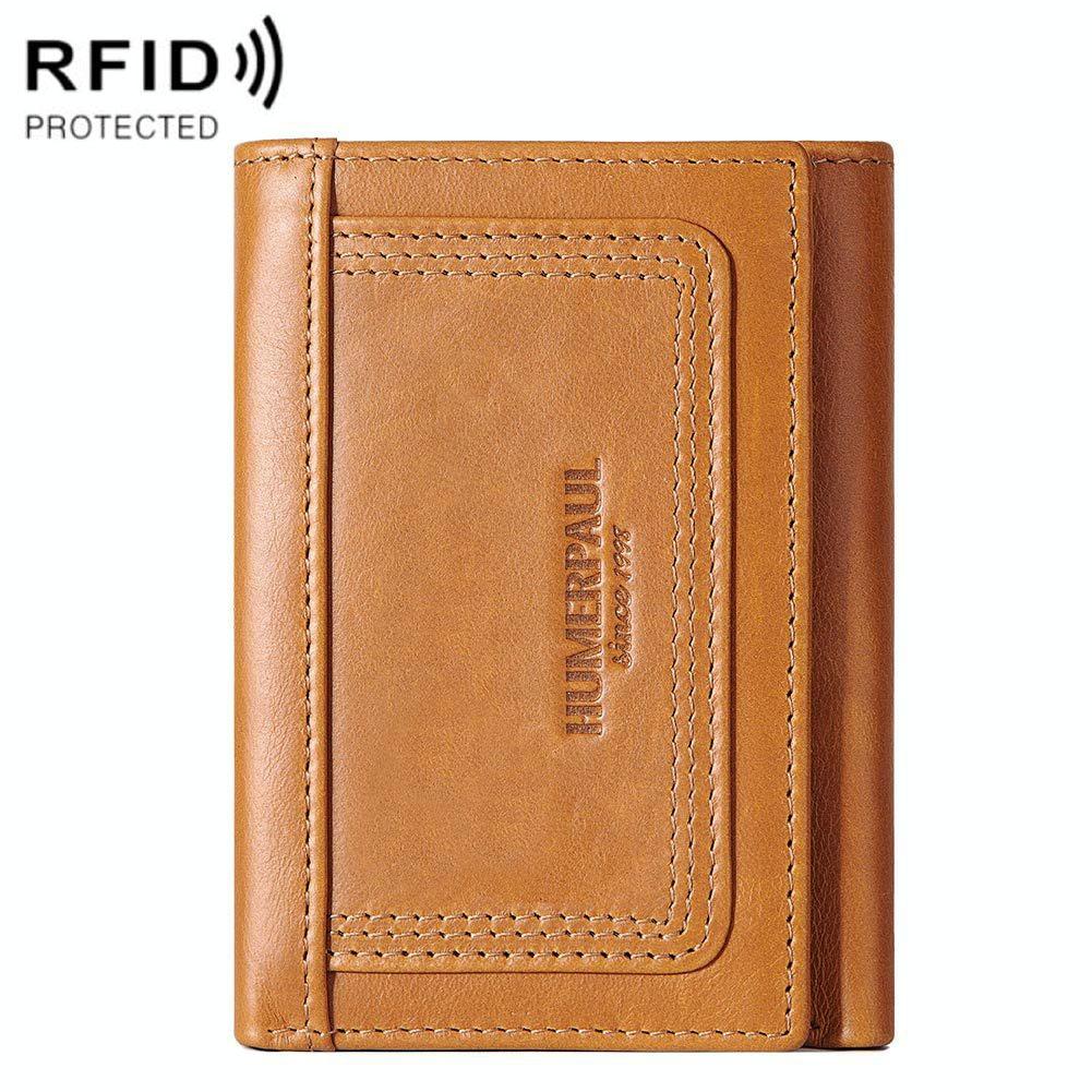 Rfid-Blocking Leather Men Wallet With Multi-Card Slots And Zipper Coin Pocket Black