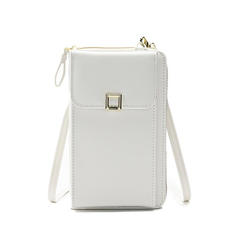 Women Cross Body Phone Purse With Long Strap White