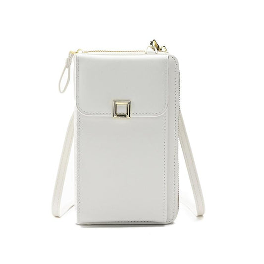 Women Cross Body Phone Purse With Long Strap White
