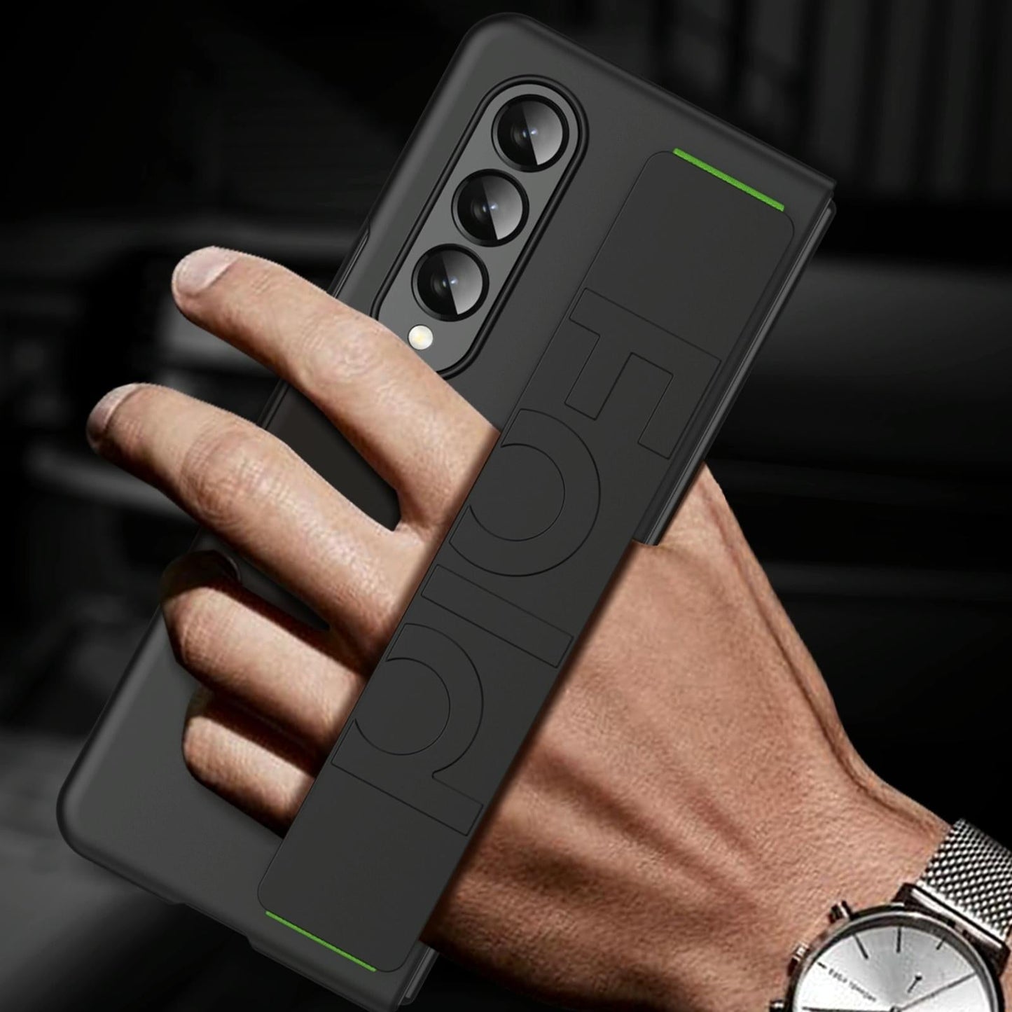 For Samsung Galaxy Z Fold4 5G Shockproof Wristband - Elastic Black