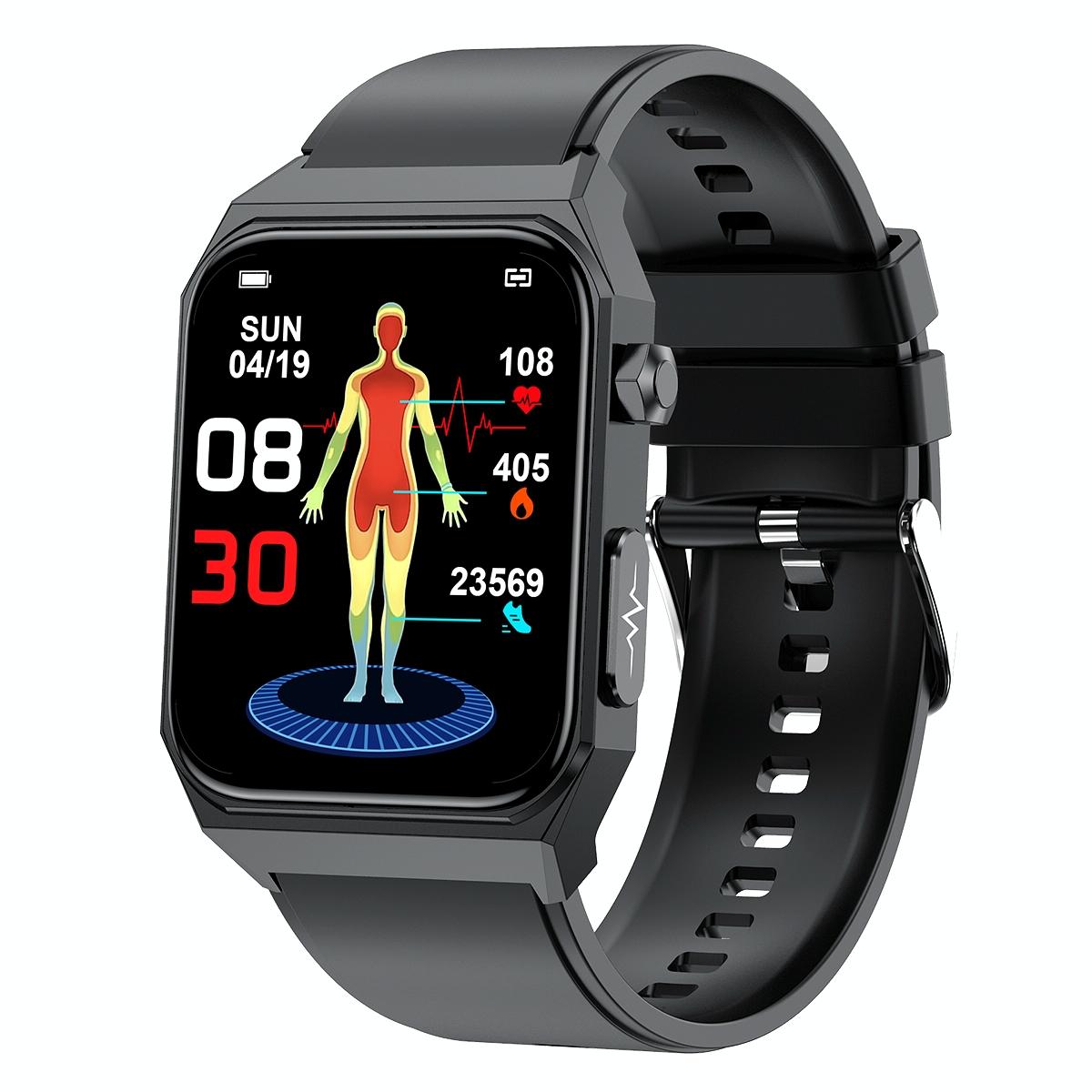 1.91 Inch Waterproof Ecg Smart Watch With Silicone Band Ip68 Black