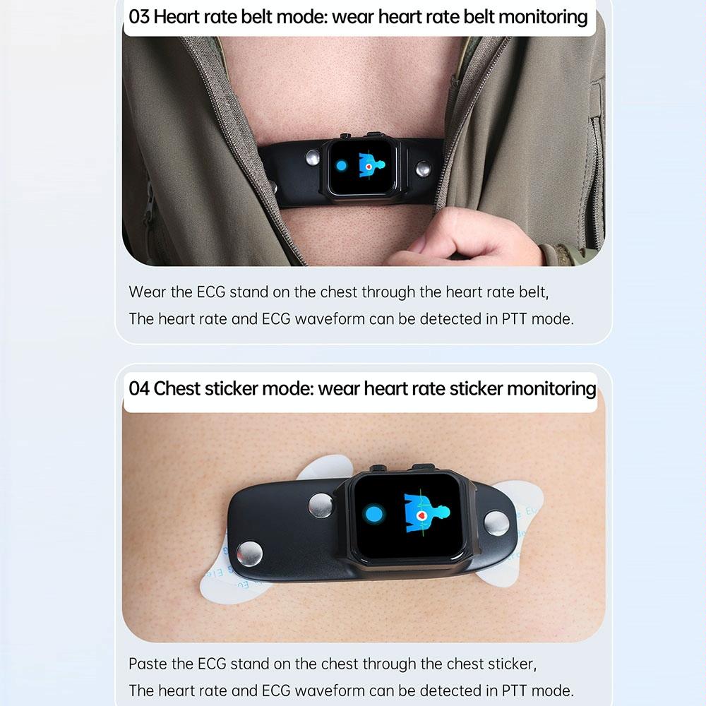 1.91 Inch Waterproof Ecg Smart Watch With Silicone Band Ip68 Black