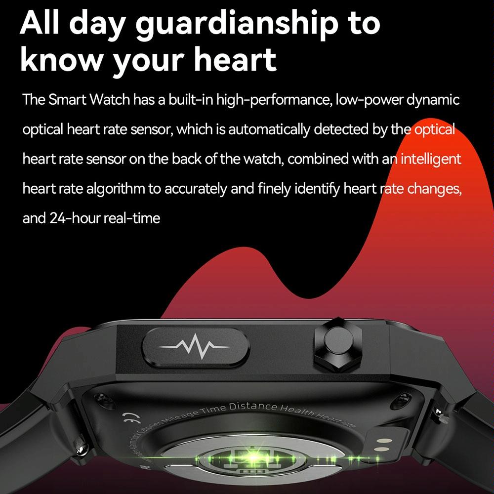 1.91 Inch Waterproof Ecg Smart Watch With Silicone Band Ip68 Black