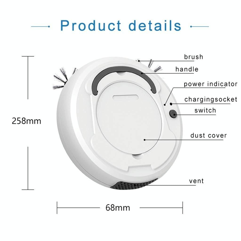 Smart 3-In-1 Robot Vacuum With Wet / Dry Mopping Rechargeable & Auto Cleaning Black White