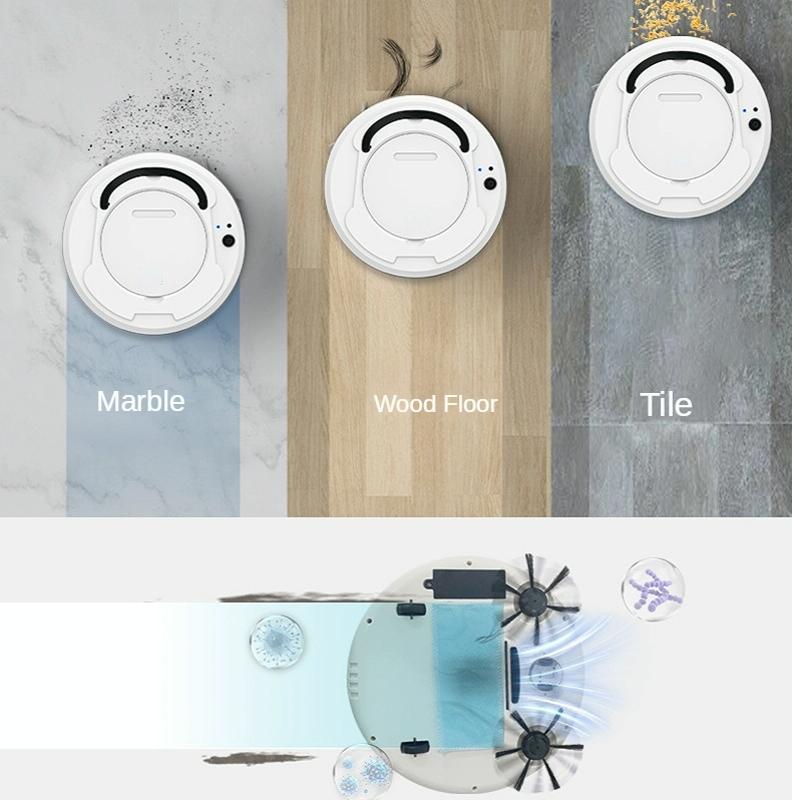 Smart 3-In-1 Robot Vacuum With Wet / Dry Mopping Rechargeable & Auto Cleaning Black White