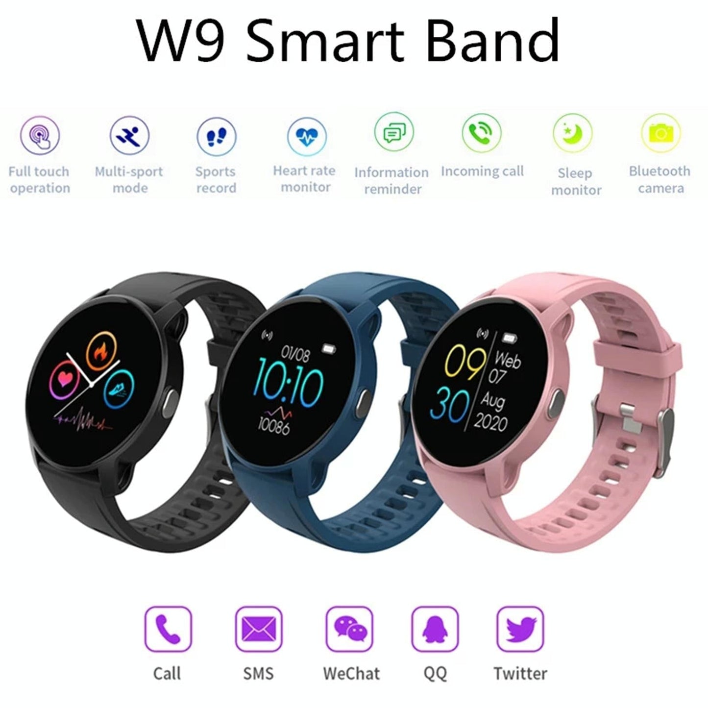 Smart Bracelet With Heart Rate Pedometer And Sleep Monitor Blue