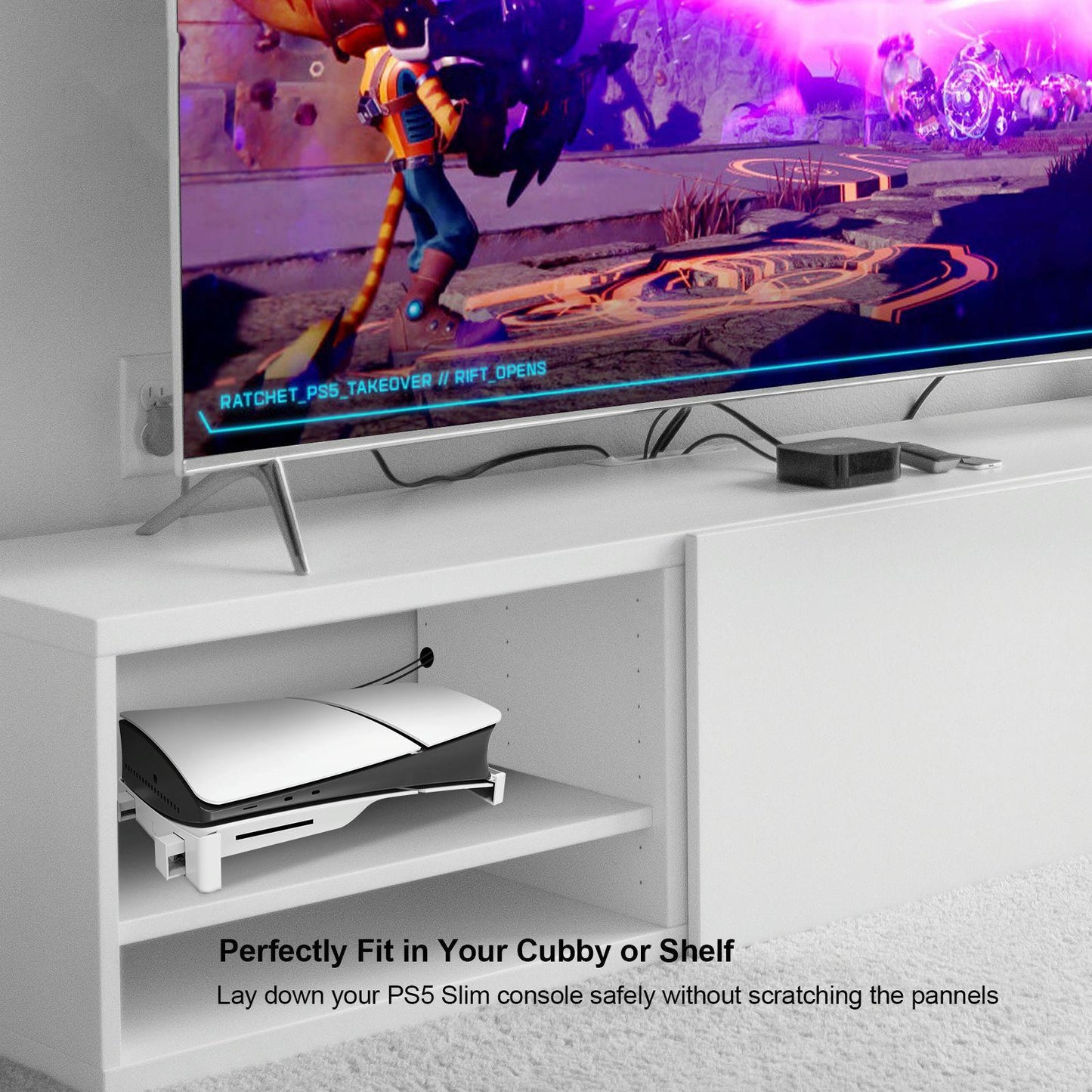 Universal Horizontal Stand For Ps5 Slim Digital / Optical Drive Version Black
