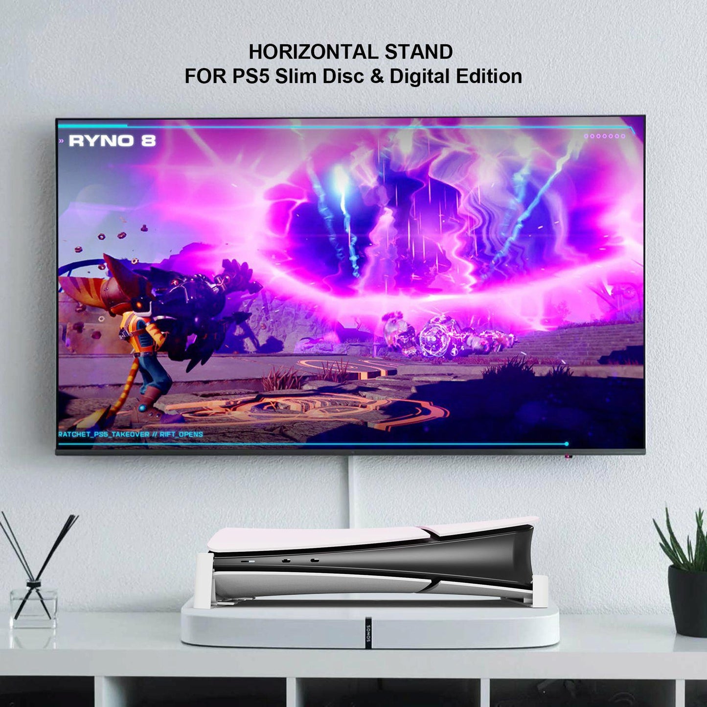 Universal Horizontal Stand For Ps5 Slim Digital / Optical Drive Version Black