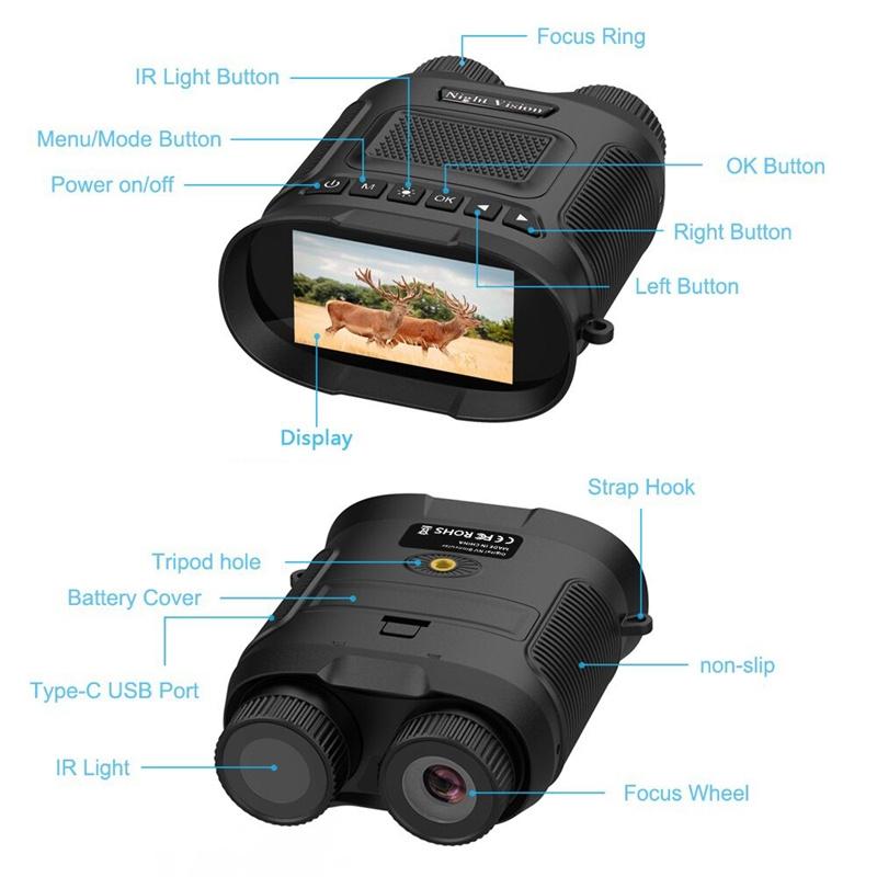 3 Digital Night Vision Binoculars With Ips Screen Black