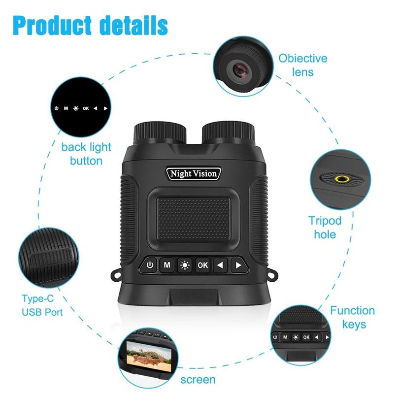 3 Digital Night Vision Binoculars With Ips Screen Black
