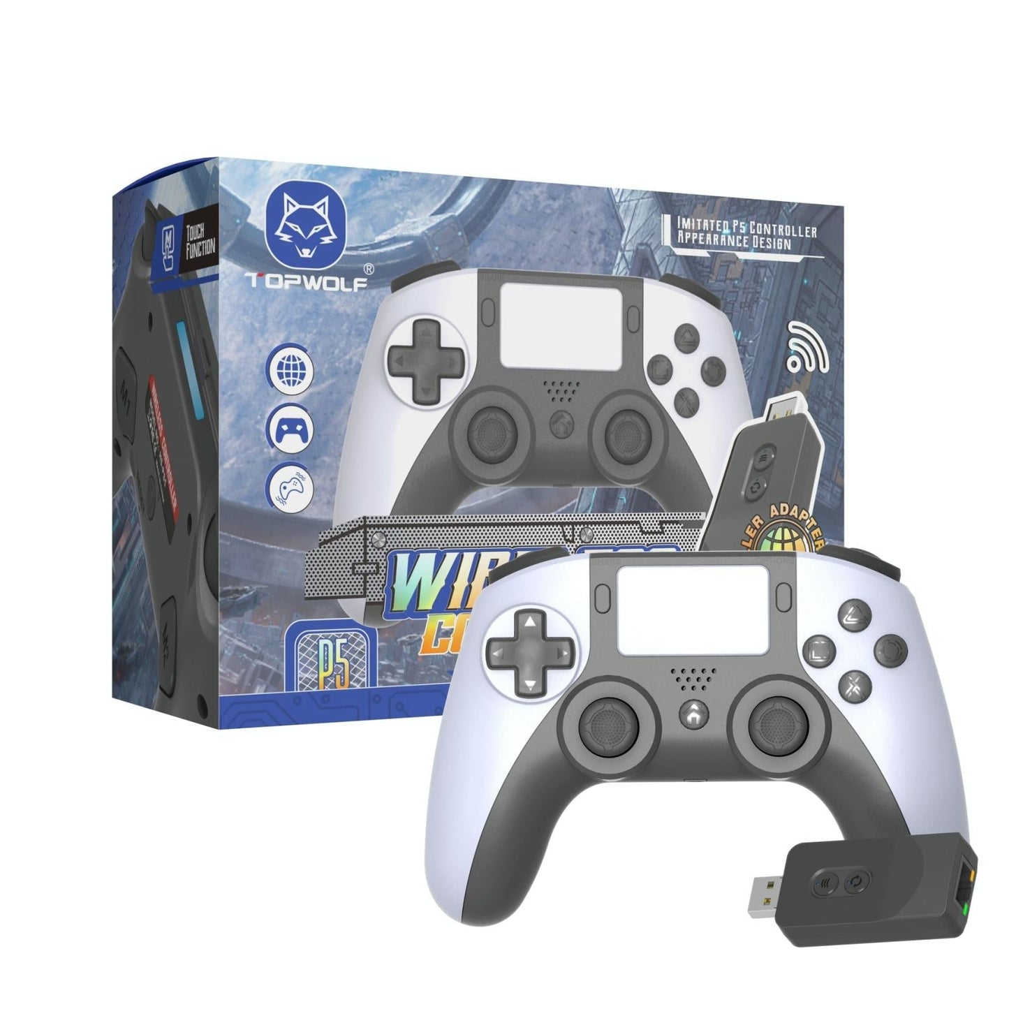 Wireless Dualsense Gamepad For Ps5 / Ps4 Pc With Bluetooth And Joysticks Black White
