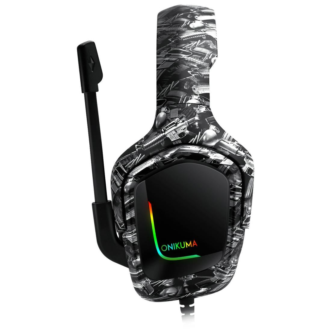Surround Sound Pc Gaming Headset With Mic & Rgb Black Gray