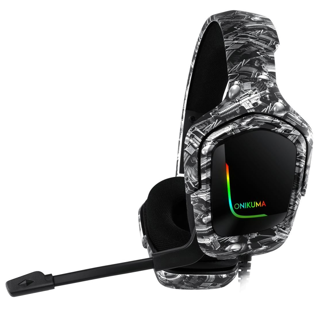 Surround Sound Pc Gaming Headset With Mic & Rgb Black Gray