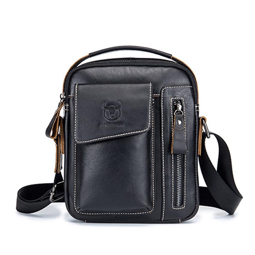 Soft Leather Messenger Bag For Men Black