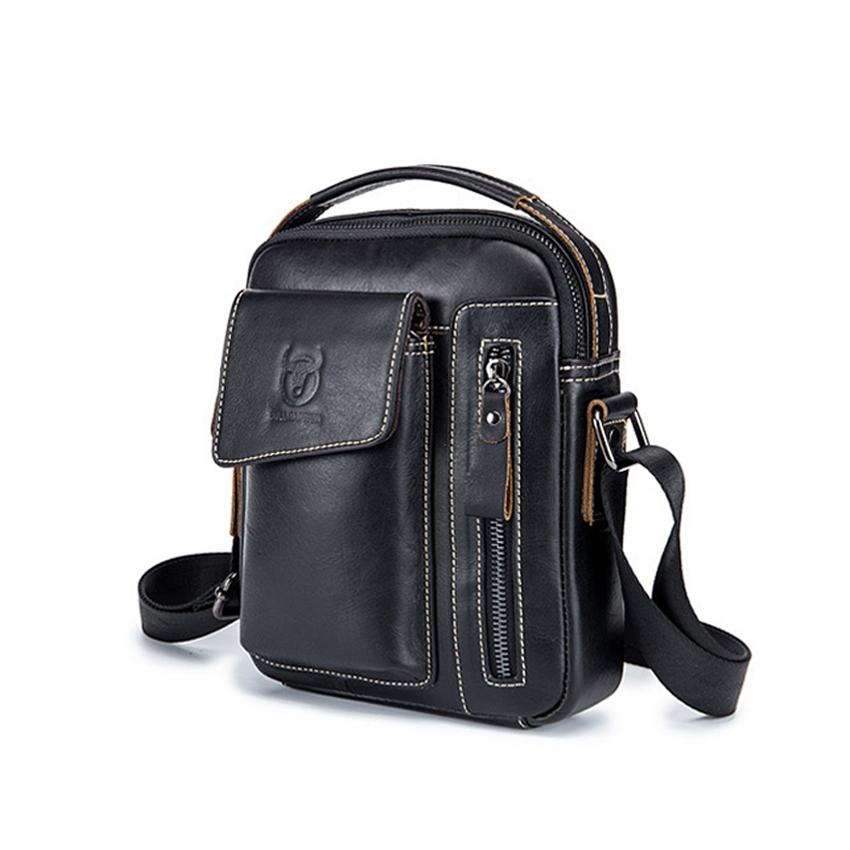 Soft Leather Messenger Bag For Men Black