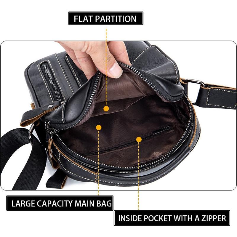 Soft Leather Messenger Bag For Men Black