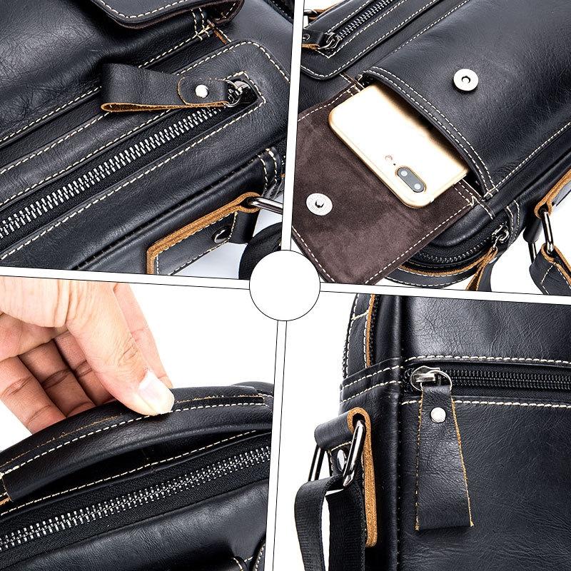 Soft Leather Messenger Bag For Men Black