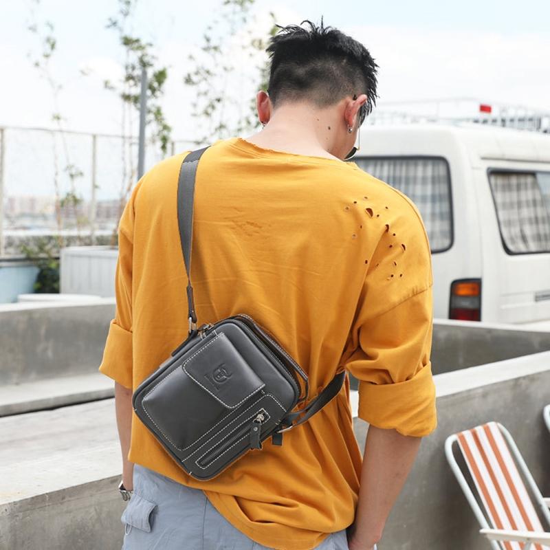 Soft Leather Messenger Bag For Men Black