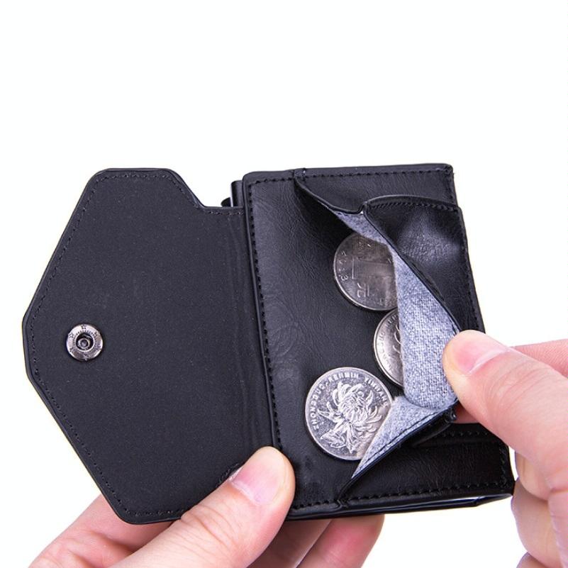 Rfid-Protected Aluminum Coin Purse Secure & Stylish Mad Horse Black